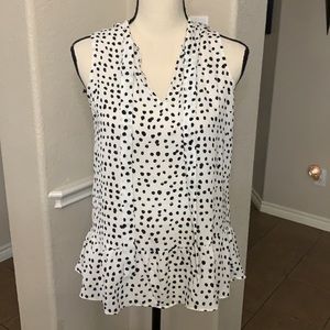 Banana Republic black and off white polkadot top Size XS